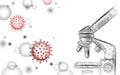 Microscope virus 3D low poly render. Laboratory analysis infection virus influenza flu pneumonia. Modern science