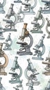 Microscopes Pattern Laboratory Equipment Illustration Royalty Free Stock Photo