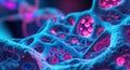 Microscopic Abstract of Cellular Network Structure in Blue and Pink Hues Royalty Free Stock Photo