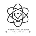 Microscopic atom heart pixel perfect linear icon Royalty Free Stock Photo