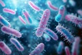 Microscopic bacteria illustrate the science behind probiotics on biological background Royalty Free Stock Photo