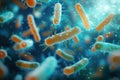 Microscopic bacteria illustrate the science behind probiotics on biological background Royalty Free Stock Photo