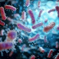 Microscopic bacteria illustrate the science behind probiotics on biological background Royalty Free Stock Photo