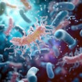 Microscopic bacteria illustrate the science behind probiotics on biological background Royalty Free Stock Photo