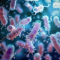 Microscopic bacteria illustrate the science behind probiotics on biological background Royalty Free Stock Photo