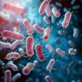 Microscopic bacteria illustrate the science behind probiotics on biological background Royalty Free Stock Photo