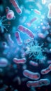 Microscopic bacteria illustrate the science behind probiotics on biological background Royalty Free Stock Photo