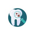Microscopic bacteria tooth protection flat icon