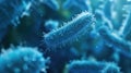 Microscopic blue bacteria in the microcosm