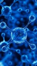 Microscopic blue and round virus abstract visualization visual representation of blue virus and large round pathogen Royalty Free Stock Photo