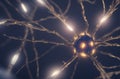 Microscopic Brain Cells:Glowing Synapses and Dendrites under Microscope. Generative ai.