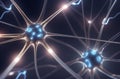 Microscopic Brain Cells:Glowing Synapses and Dendrites under Microscope. Generative ai.