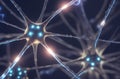 Microscopic Brain Cells:Glowing Synapses and Dendrites under Microscope. Generative ai.