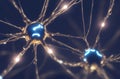 Microscopic Brain Cells:Glowing Synapses and Dendrites under Microscope. Generative ai