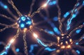 Microscopic Brain Cells:Glowing Synapses and Dendrites under Microscope. Generative ai.
