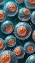 Microscopic Cell View Intricate Spherical Structures from Top Down Royalty Free Stock Photo