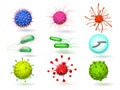 Microscopic 3d epidemic virus, bacillus bacteria and parasite. B