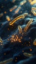 Microscopic 3D View of Bacteria on Textured Surface