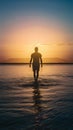 Person walks into sunrise, symbolizing hope and optimism for future