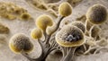 Microscopic fungi mycelium, illustration