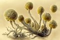 Microscopic fungi mycelium, illustration