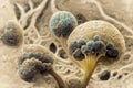 Microscopic fungi mycelium, illustration