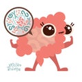 Microscopic good bacterias, microflora, viruses in Intestine cartoon character. Vector flat illustration icon cartoon Royalty Free Stock Photo