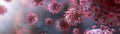 Microscopic illustration of virus particles, highlighting their structure and detail against a blurred background, representing a