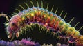 A microscopic image of the digestive system of an insect larva showing how it breaks down and consumes pollutants. .