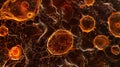 In this microscopic image a group of melanocytes can be observed in the basal layer of the epidermis actively producing Royalty Free Stock Photo