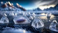 Bacteria in ice. Microbes preserved in thawing ice. Generative AI Image. Royalty Free Stock Photo
