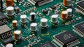 Microscopic Marvel: High-Resolution Close-Up of Cutting-Edge Circuit Board Components Royalty Free Stock Photo