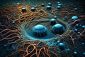 Microscopic Marvels: Bacterial Art Unveiling Nano Technology in Biotechnology Royalty Free Stock Photo