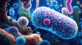 Microscopic microbes, virus cells and bacteria