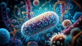 Microscopic microbes, virus cells and bacteria