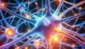 Microscopic neural network abstraction. Interconnected neurons at microscopic scale. 3D rendering