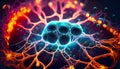 Microscopic of Neural network Brain cells. Generative Ai