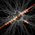 Microscopic Neuron Cell with Glowing Orange Pathways Royalty Free Stock Photo