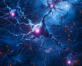 Microscopic Neuron Cells Illuminated, Showcasing Complex Communication Within the Human Brain Royalty Free Stock Photo