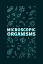 Microscopic Organisms vector Bacteriology concept line colored vertical banner - Microorganisms illustration Royalty Free Stock Photo