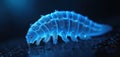 Microscopic photo of transparent tardigrade under blue light. Cellular, microbiological process in microcosm with complexity, Royalty Free Stock Photo
