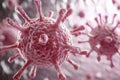 Microscopic Red Virus Particles Detailed 3D Medical Illustration