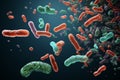 microscopic rod-shaped bacteria colony rendered illustration Royalty Free Stock Photo