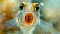 The microscopic silhouette of a small fish its mouth open wide to reveal a mouthful of plankton a reminder of the