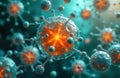 Microscopic view of antioxidant molecules interacting with cellular structures. Molecular biology tech. Cellular processes.