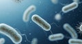 Microscopic View of Bacteria Cells in Blue Liquid Environment Royalty Free Stock Photo