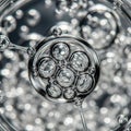 Central cluster of interconnected bubbles with smaller bubbles attached Royalty Free Stock Photo