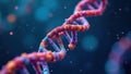 Colorful dna double helix rotating on blue background