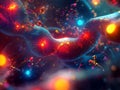 A microscopic view of a colorful neural network, resembling abstract patterns found in nature Depicted against a dark
