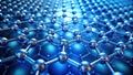 Microscopic view of a complex molecular structure featuring interconnected atoms in a hexagonal lattice pattern. Generative AI Royalty Free Stock Photo